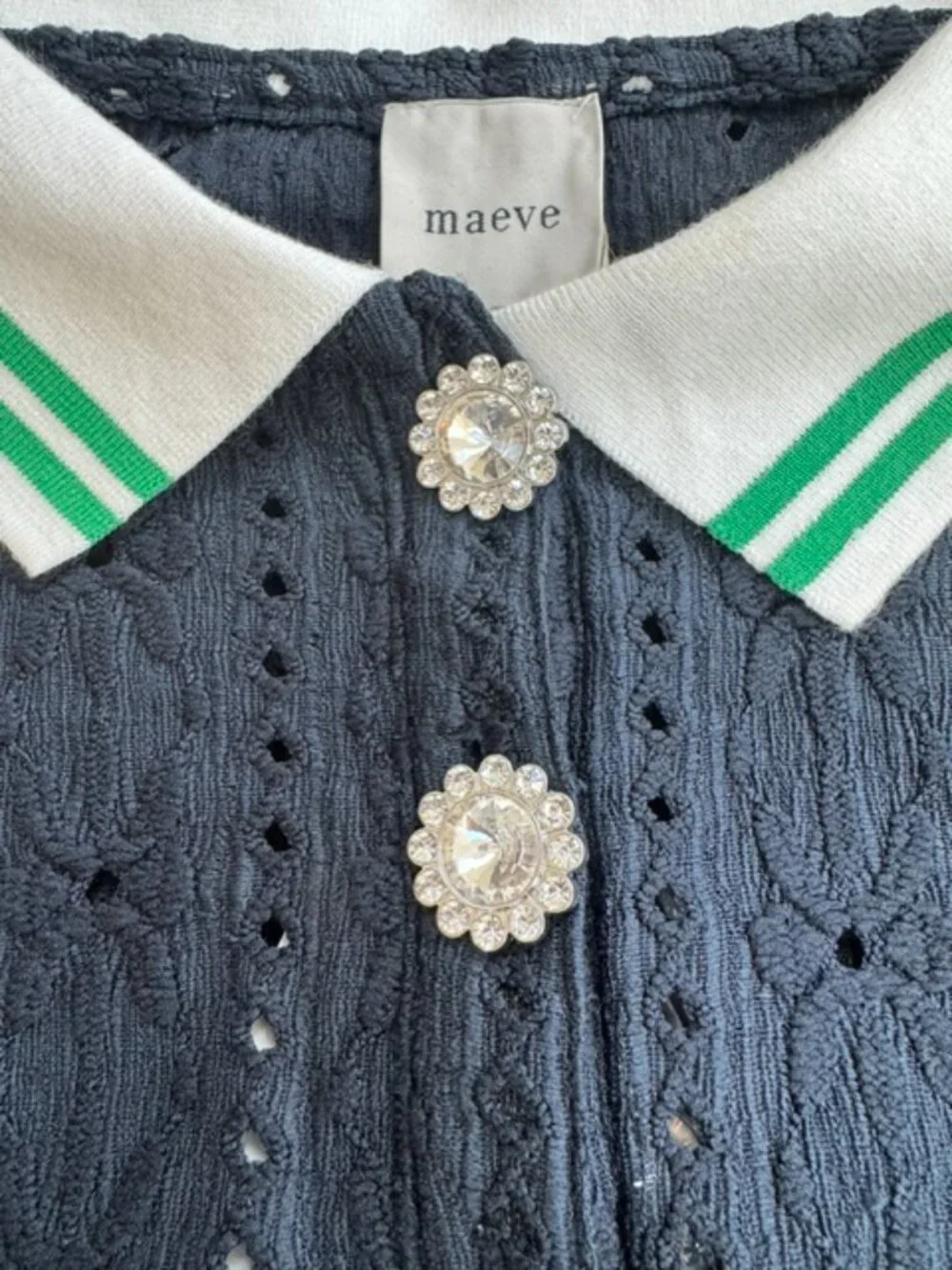 NWT Maeve Puff-Sleeve Lace Polo Top - Picture 11 of 13